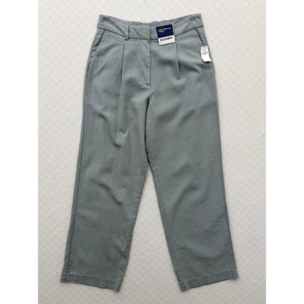 Old Navy Taylor Wide Leg Trouser Extra High Rise Gray Linen Blend Small NWT